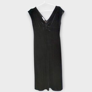 Maggy L Womens Dress‎ Sz 8 Black Velvet Stretch Jersey Midi Holiday Bodycon Vtg